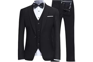 YFFUSHI Men's Slim Fit 3 Piece Suit One Button Business Wedding Prom Suits Blazer Tux Vest Trousers