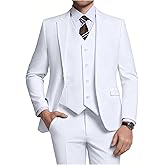 ZKHOECR Men's 3 Piece Slim Fit Suit Set, Two Button Blazer Solid Jacket Vest Pants Wedding Business Suit