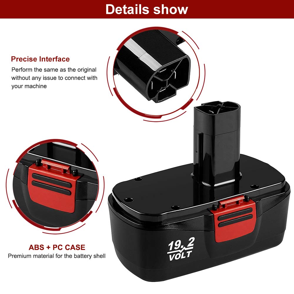Replacement for Craftsman 19.2V Battery DieHard C3 Compatible with Craftsman 19.2 Volt Battery 315.115410 315.11485 130279005 1323903 120235021 11375 Cordless Drills 2 Packs (3600, Milliamps)