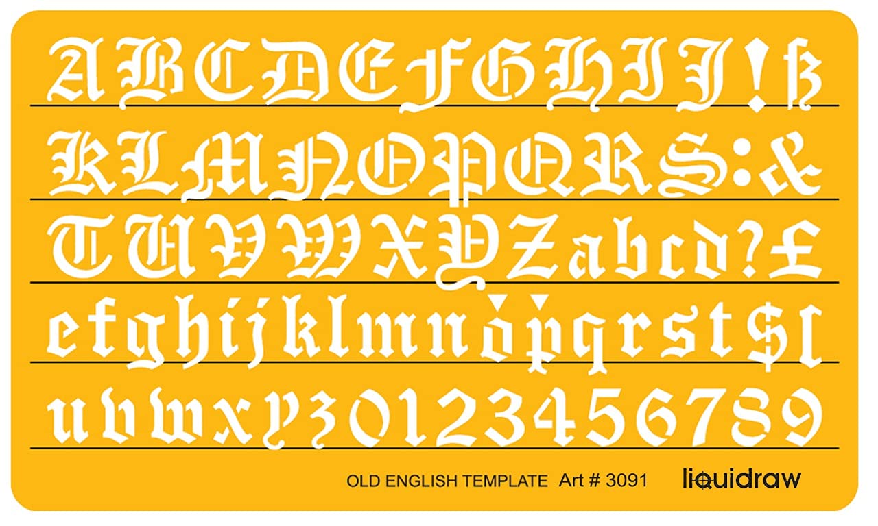 Old English Letter Stencils 10mm, Lettering Stencils for Crafts English Stencil Alphabet Number Drawing Drafting Template