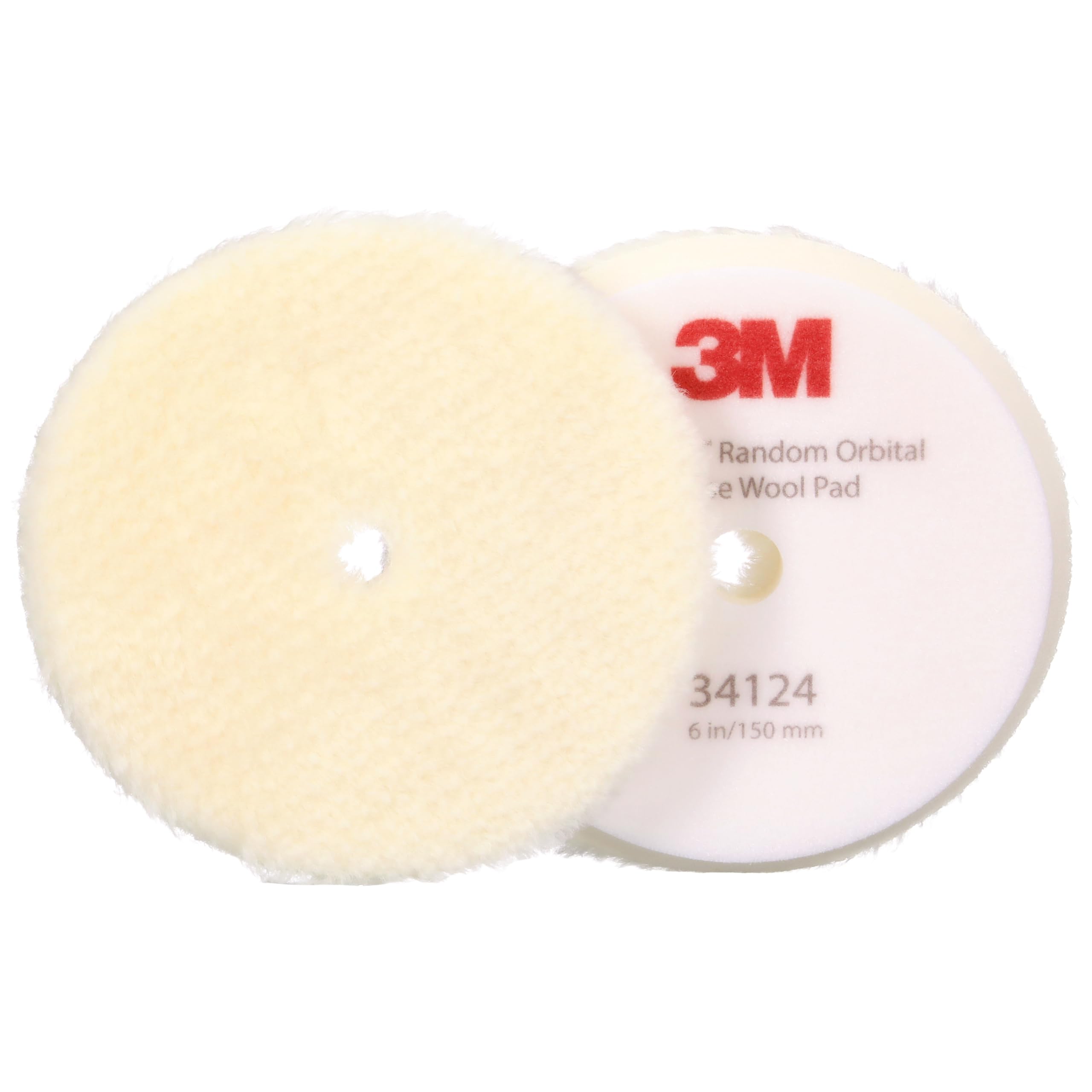 3M Perfect-It Random Orbital Wool Compounding Pad, Coarse, White, 150 mm (6 in), 34124