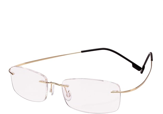 Amazon Agstum メンズレディースチタン合金フレキシブルリムレスフレーム処方眼鏡51 Mm ゴールド ファッション眼鏡 通販