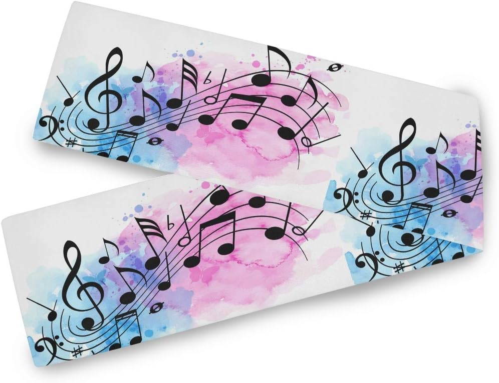 Amazon Com Abstract Watercolor Music Notes Table Runner Table Runners Tables Supplies For Family Dinner Parties Farmhouse Thanksgiving Christmas Gathering Home Kitchen