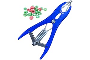 Castration Bands, Castration Banding Tool Plastic Stainless Steel Elastic Pliers with 100 Rubber Rings for Pigs Cattle Sheep 