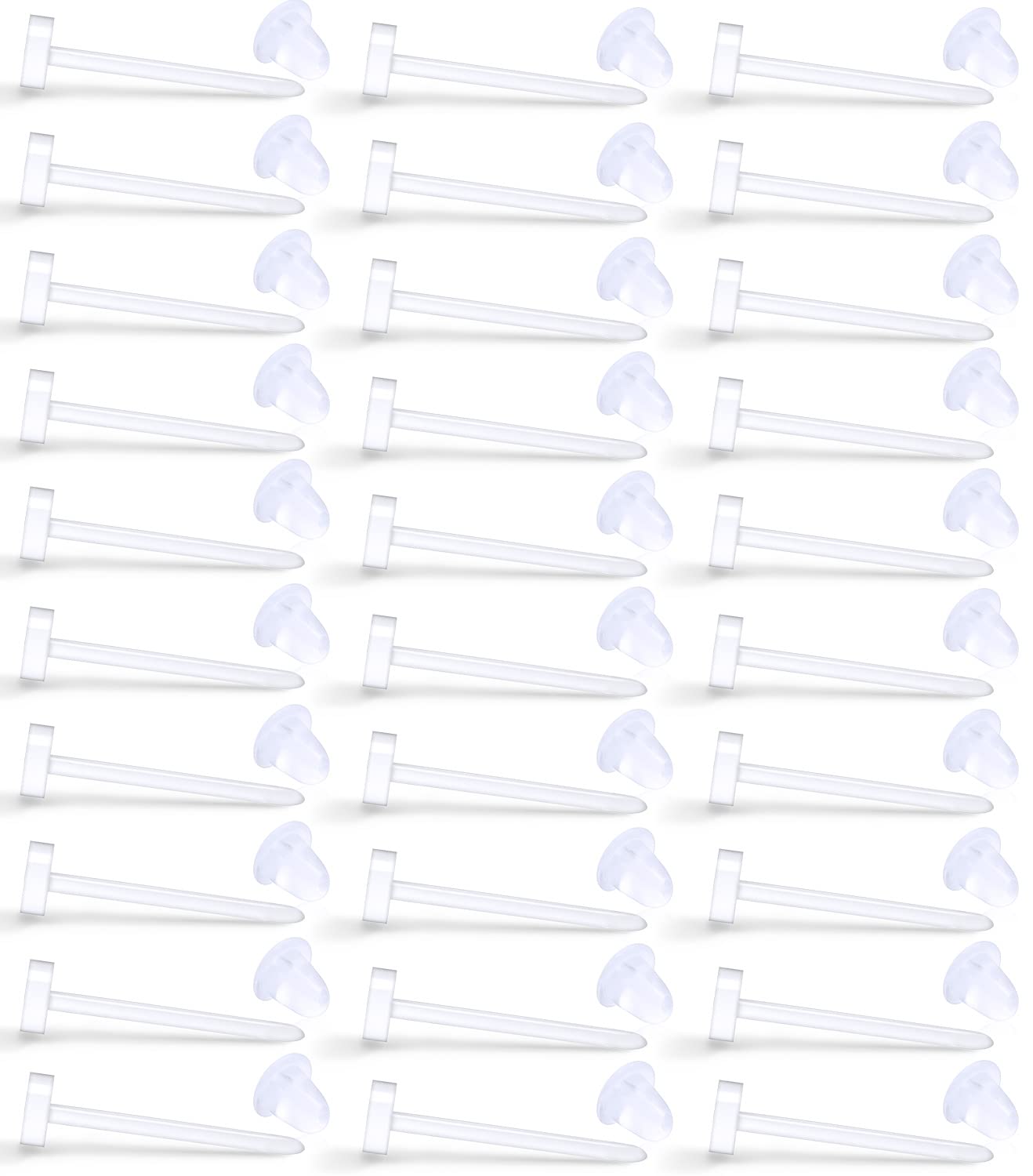 Kridzisw Clear Plastic Earrings Stud Hypoallergenic Lobe Earrings Stud for Surgery Sensitive Ears Clear Ear Hole Retainer Earring Spacers Piercing Jewelry for Men Women, Silicone Rubber Backs Earnuts,