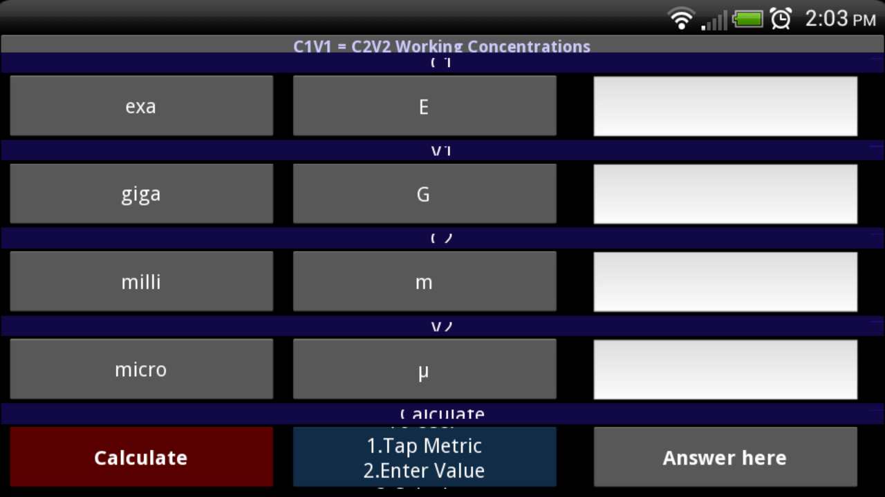 Dilutions Calculator C1V1 = C2V2 (Working Concentrations)Amazon.co.uk