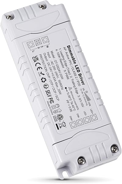 REYLAX 24V LED Driver Dimmable Triac 20W 0.83A Constant Voltage