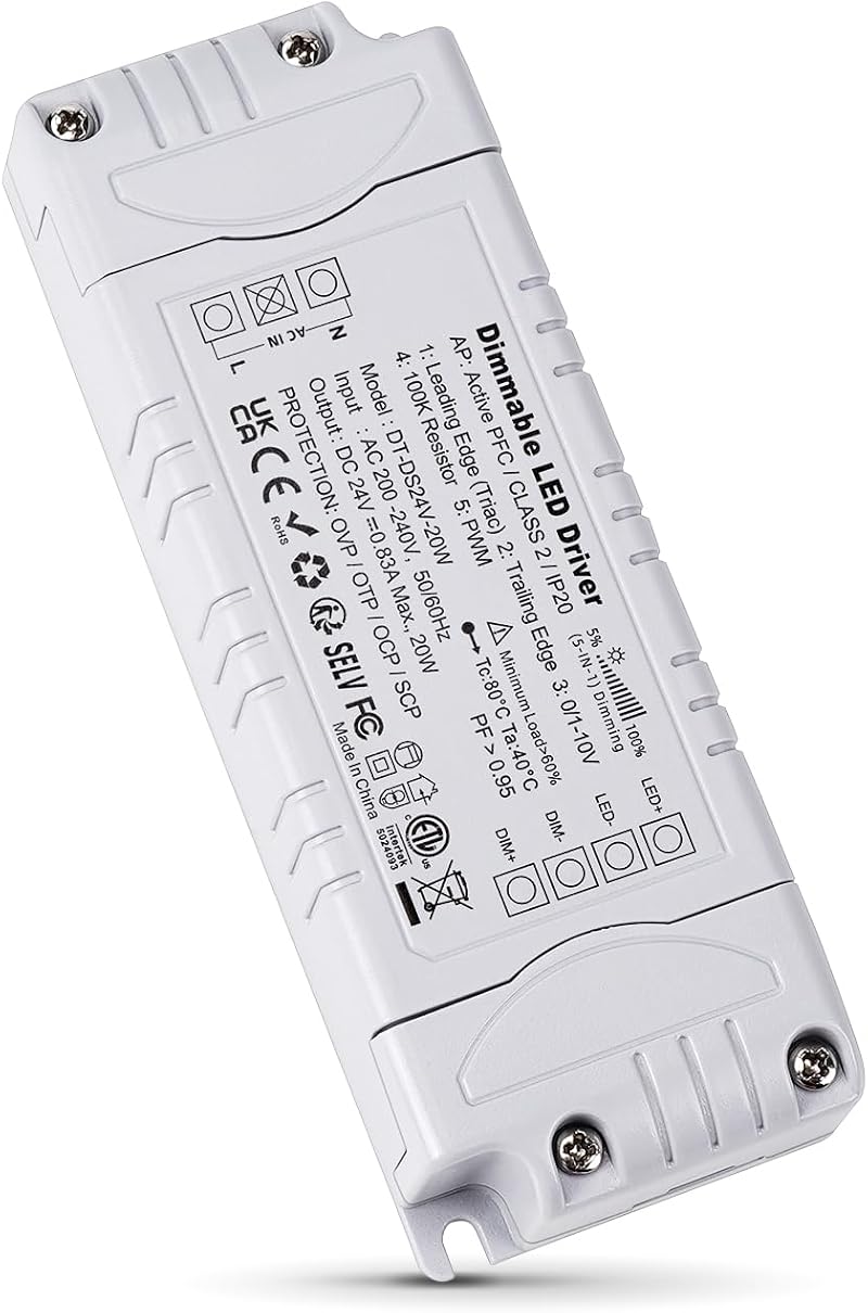 REYLAX 24V LED Driver Dimmable Triac 20W 0.83A Constant Voltage