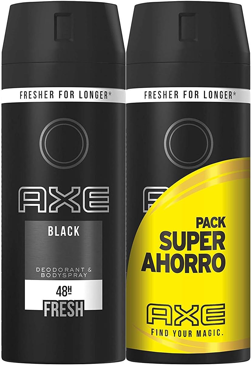 Axe Desodorante Black Pack Duplo Ahorro - 2 Paquetes de 2 x 150 ml (Total: 600 ml)