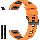 MDBBLBM 22mm Silicone Watchband Compatible with Garmin Tactix 8/Fenix 8 AMOLED 47mm/7 Pro/7/6 Pro/6/5 Plus/5, QuickFit Straps for Garmin Fenix E/Forerunner 965/955/945/Descent G2/G1 Solar