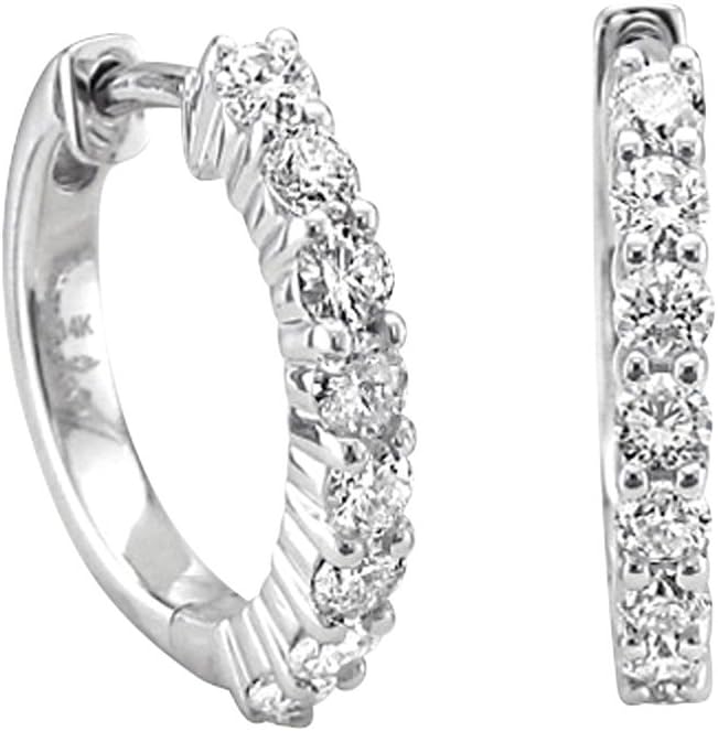 IGI Certified 14k Gold 8 Stone Hoop Diamond Earrings (0.49 carat)