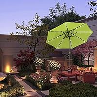 Amazon Com Sundale Outdoor 7 Ft Solar Powered 24 Led Lighted Patio Umbrella Table Market Umbrella With Crank And Push Button Tilt For Garden Deck Backyard Pool 8 Steel Ribs Polyester Canopy