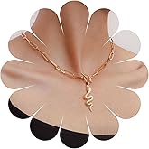 Erimberate Bohemian Snake Pendant Necklace Gold Serpent Choker Necklace Viper Snake T bar Necklace Paperclip Link Chain Necklace Jewelry for Women Gifts