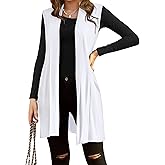 Beyove Womens Long Vests Sleeveless Draped Lightweight Open Front Cardigan Layering Vest with Side Pockets