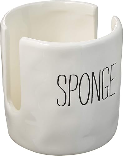 Kitchen Dish Sponge Holder Caddy, Off White by Mud Pie