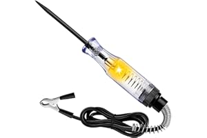 Test Light Automotive, Circuit Tester 6V-12V-24V Car Electrical Pen with Alligator Clip Long Stainless Probe, Continuity Volt