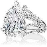 4CT 925 Sterling Silver Engagement Rings Pear Cut Cubic Zirconia CZ Promise Rings Bride's Eternal Wedding Princess Pear Cut Ring Teardrop Bands Water Drop Tear Shape Zircon Water Drop Ring 8