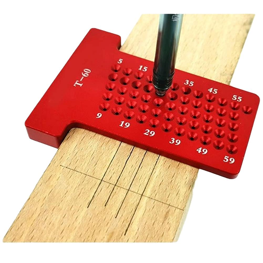 Precision Woodworking Ruler Aluminium Alloy Metric Scribing Gauge Hole Positioning Cross Calibration Tool for DIY Carpentry Projects