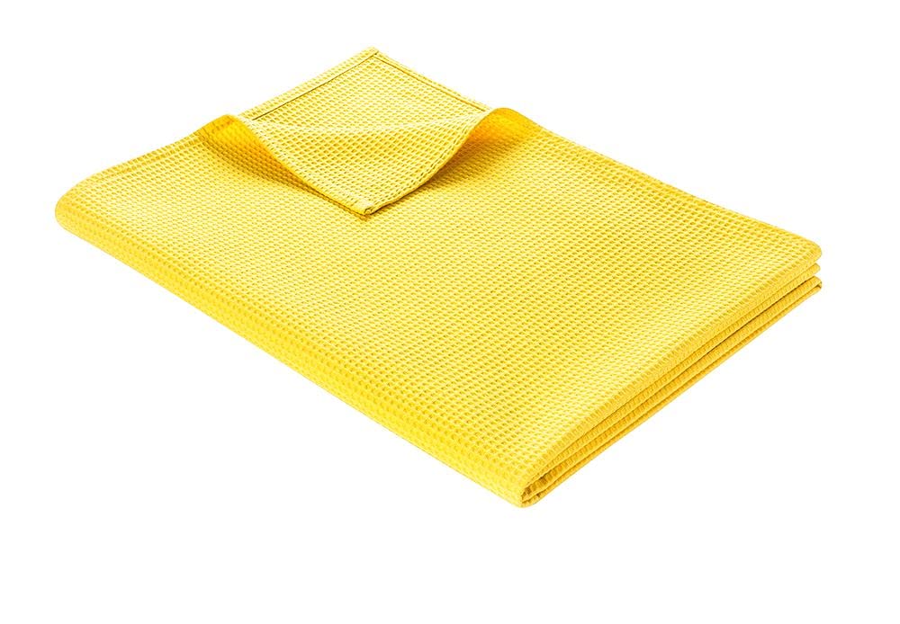 Living wohl® Waffle Blanket Bedspread Blanket Yellow, 150 x 200 cm