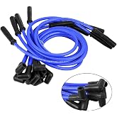 Zreneyfex 9 Pack 10.5mm Spark Plug Wire Set Electronic Ignition Cables Replacement for SBC BBC HEI 350 383 454 90 to Straight (Blue)