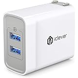 [UL Listed] iClever BoostCube+ 24W Dual USB Wall Charger | Travel Charger, 2 SmartID Port USB Power Adapter for iPhone X / 8 / 7 / 7 Plus / 6S / 6 Plus, iPad Pro Air / Mini and other Cellphone, Tablet
