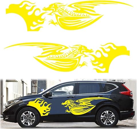 Amazon サイドステッカー 車用品 全車ステッカー おしゃれステッカー 汎用pvc材質 粘性があり 防水のステッカー 210 45ｃｍ 黄色い ２枚セット汎用 Slm 4 車 バイク 車 バイク