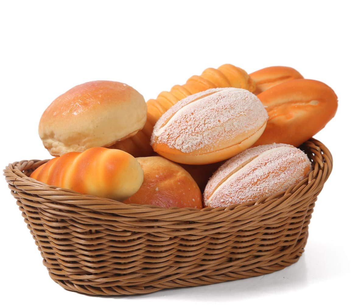 Oval Wicker Woven Basket Bread Roll Basket Serving Basket for Food Fruit Cosmetic Storage Tabletop and Bathroom, Kitchen Organizer - 11.42inch
