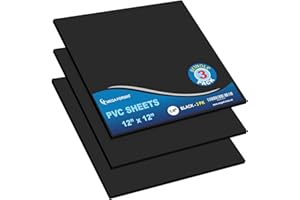 Mega Format PVC Sheet, Expanded PVC Plastic Sheets, ABS Plastic Sheet - 12" X 12" Thin Rigid Plastic Sheet, Black PVC Sheets for Crafts, Sintra Board, PVC Board, 1/4" Thick (3 PK)