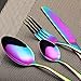 LEKOCH 4-Piece Stainless Steel Flatware Set Including Steak Fork Spoons Knife Tableware (Colorful)