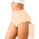ASIMOON High Waisted Seamless Underwear for Women Soft Stretch No Show Panties Full Coverage Ladies Briefs Multi Pack