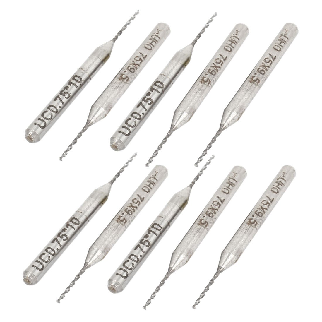 uxcell 10pcs 0.75mm Tip Spiral Flute Tungsten Carbide Micro PCB Drill Bits