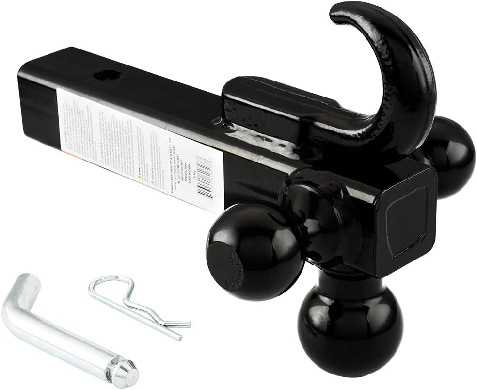 TOPSKY Trailer Ball Mount with Hitch Hook & Hitch pin, 1-7/8",2"&2-5/16" Hitch Ball,Tow Hitch,Black Ball,TS2010: Automotive