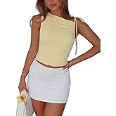 korssyee Crop Tank Tops for Women Summer Going Out Tops Spring Sleeveless Asymmetrical Cute Y2K Basic Shirts 2025