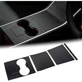 x xotic tech Center Console Wrap Water Cup Holder Panel Cover Trim Protector Kit Compatible with Tesla Model 3 Model Y 2017 2018 2019 2020 Interior Decoration Accessories (Matte Black)