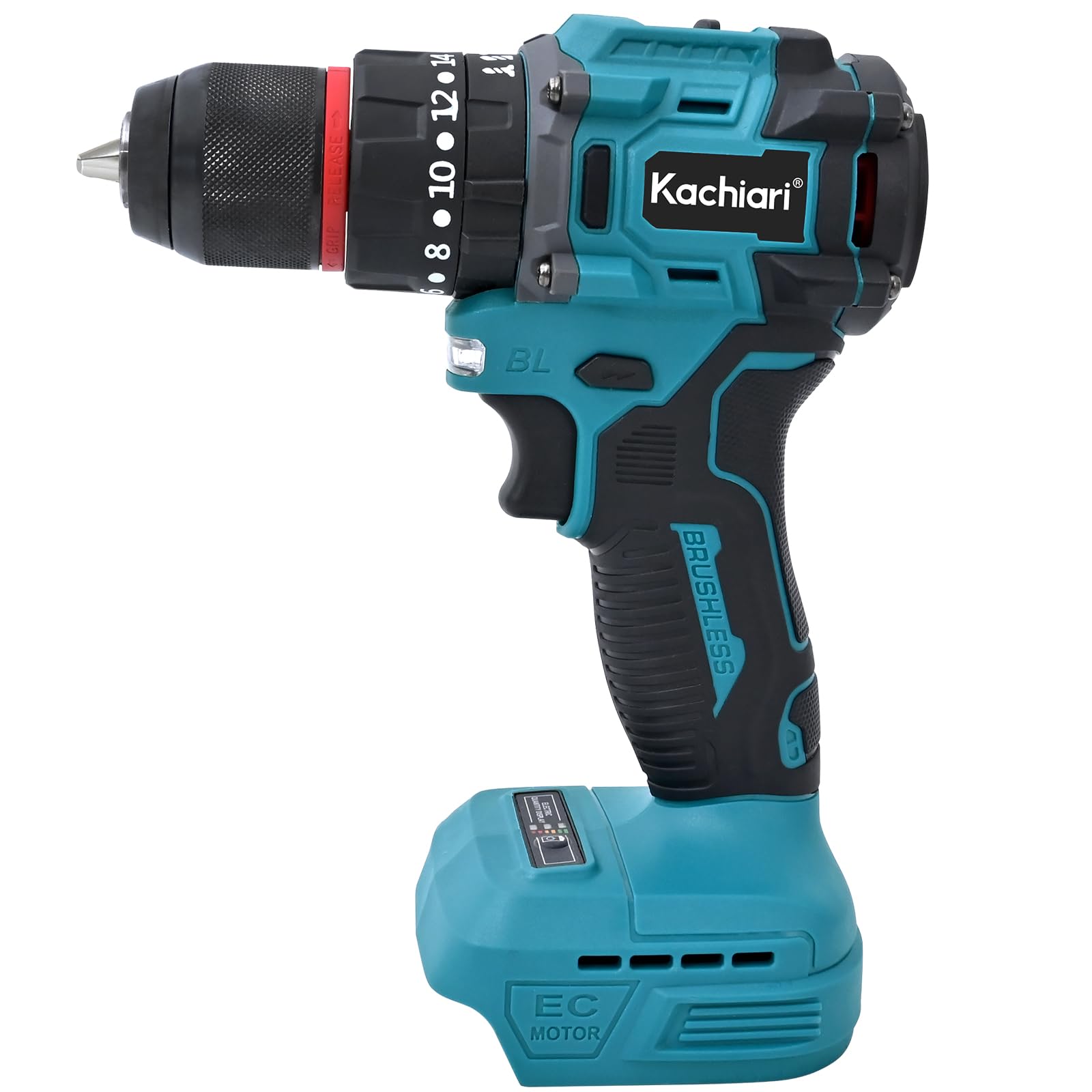 Kachiari Vibration Driver Drill, Plusless Motor, 2-Speed Switching, Lightweight, LED Lighting Function, Forward and Reverse Switching, Safety Lock, For DIY, Compatible with Makita 18V Batteries,