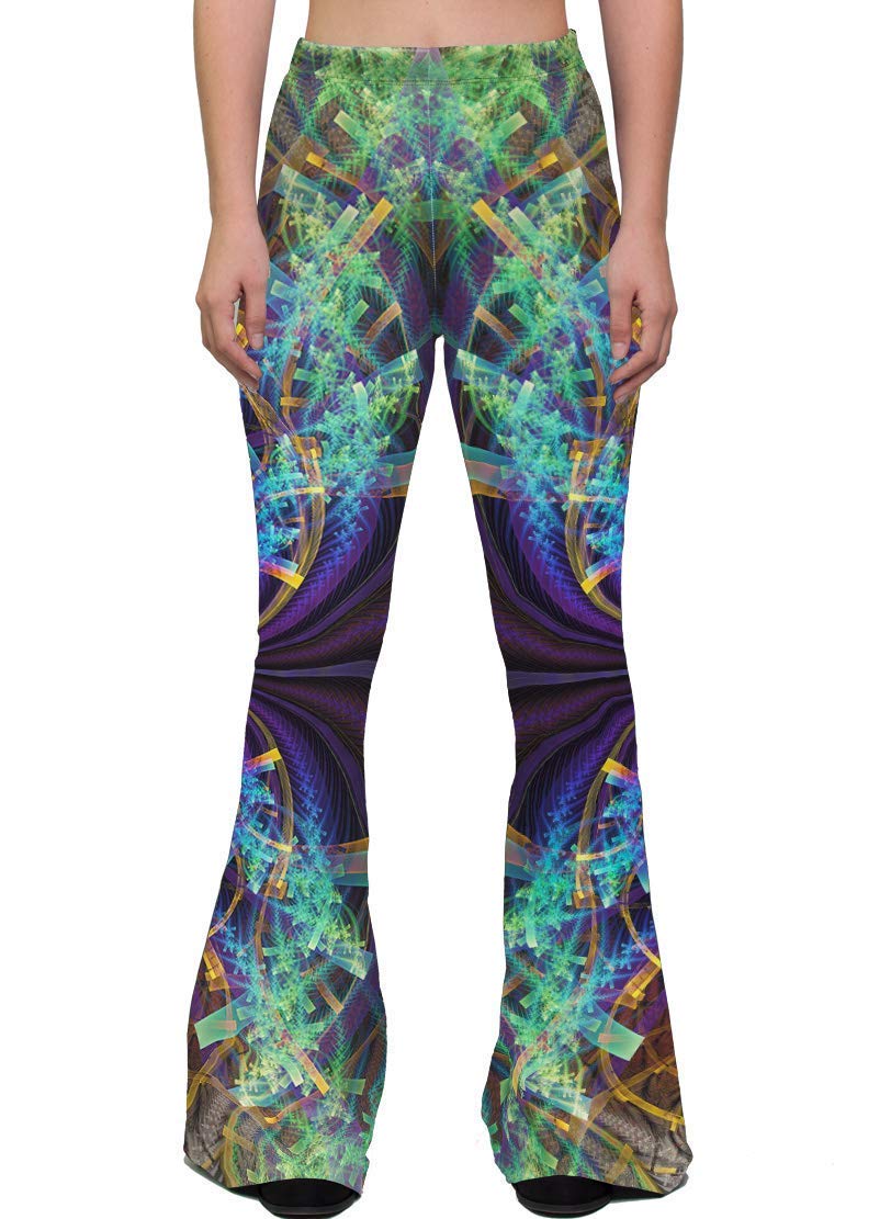 green bell bottom pants