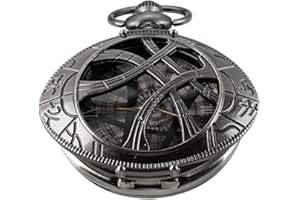 Whodoit Mens Quartz Pocket Watch Green Eyes Round Case Shape Pendant Necklace Pocket Watch