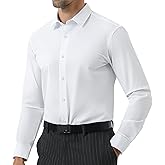 JCARSON Business Travel Mens Dress Shirt Slim Fit Wrinkle Free Non Iron Stretch Lightweight with Breathable Mesh Lined Collar