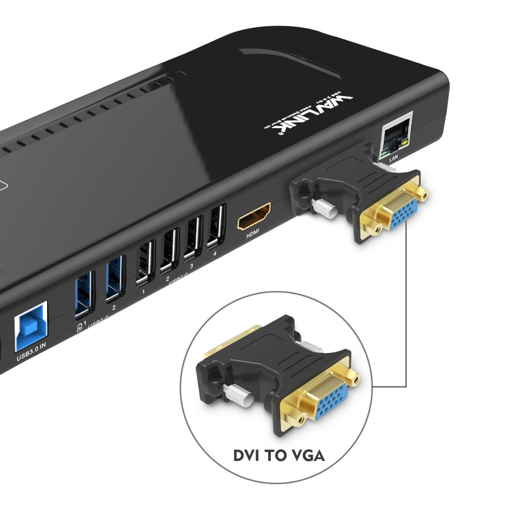 Wavlink USB 3.0 Universal Docking Station Dual Video Monitor Display DVI HDMI VGA Gigabit Ethernet, Audio, 6 USB Ports for Laptop, Ultrabook and PCs: Industrial & Scientific