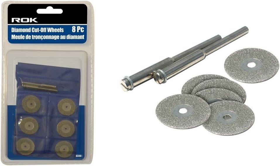 8pc Diamond Cutting Wheel Disc Kit for Rotary Tools, 1/8-inch Shank
