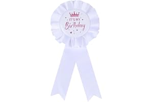 SHLAQIWA Its My Birthday Ribbon Pin Satin Fabric Happy Birthday Badge Pin Birthday Party Button Pins for Grils Boys, Birthday Girl Pin for Party Decoration Black, Silver, Pink, Purple, Pack of 1