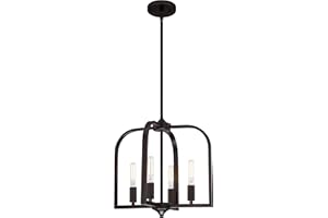 Dolaimy House 4 Light 15" Rustic Metal Lantern Cage Kitchen Island Pendant Light Fixture,Modern Industrial Oil Rubbed Bronze Finish for Dining Room Bedroom Foyer Entry Porch Over Sink