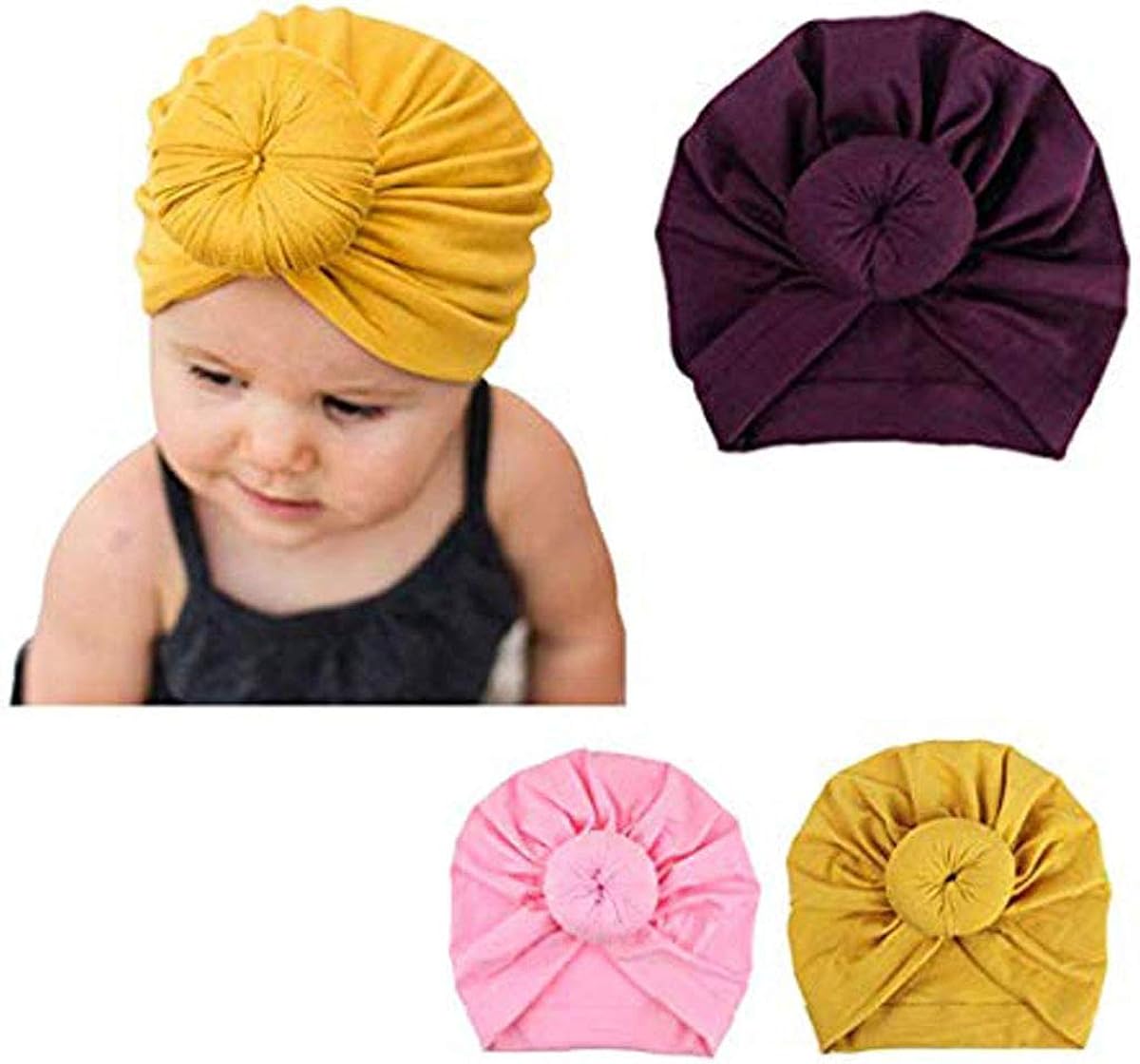 Baby Turbans Hats Infants Beanie Knot Turban Newborn Baby