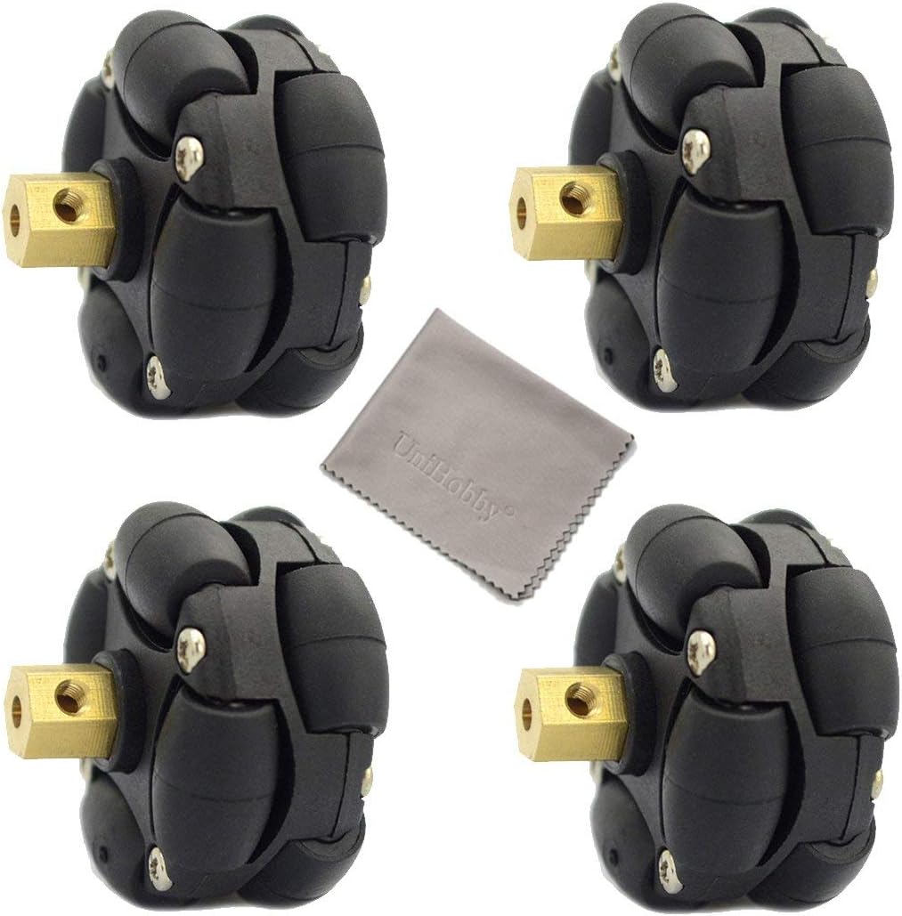 UniHobby 4 x Omni Wheels 38mm 1.5inch Double Plastic Omni Wheel with 4mm mounting couplings for Arduino Robot Platforms