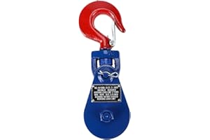 KUNTEC 2 Ton Snatch Block with Hook 3" Sheave 3/8" Inch Wire Rope Wrecker Roll Back Recovery