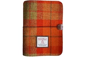 TAILORMAP Harris Tweed A5 Notebook Binder 6 Ring, Wool Fabric Soft Cover Refillable A5 Binder for A5 Refill Paper and A5 Planner Inserts, Notebook Journals for Writing, A5 Size 80 Pages (Orange)