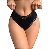 SHENHE Women's Solid Color Front Sheer Cutout Floral Lace Back High Waist Seamless Panty Underwear