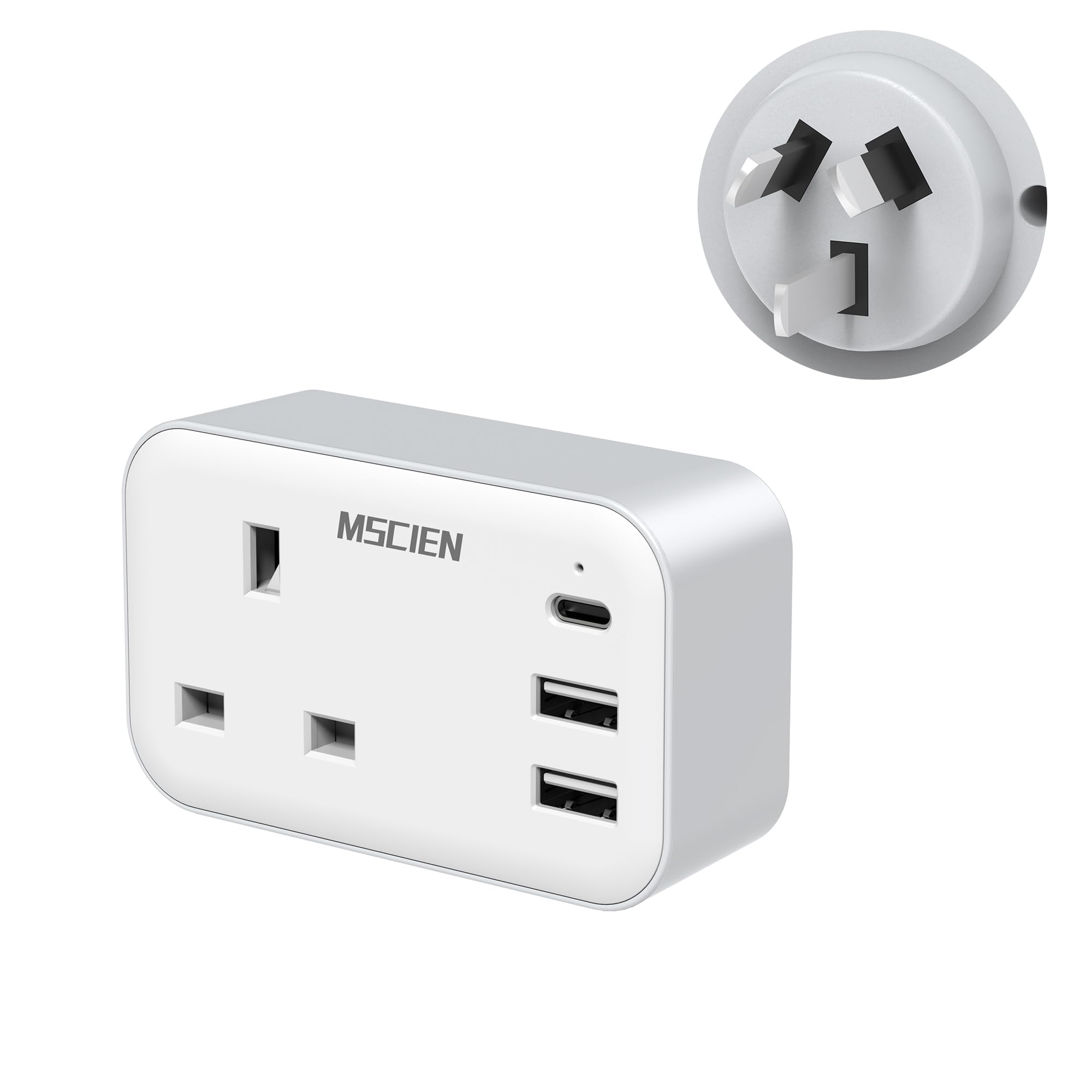 UK To Australia Plug Adapter with 3 USB, China New Zealand Australian Plug Adaptor from UK, 4 in 1 Grounded Charger to Australia Travel Plug Adaptor for AUS NZ Argentina Fiji and More (Type I)