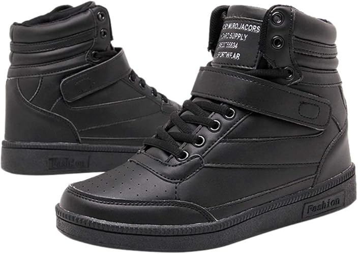 Amazon Guoyupika スニーカー レディース 厚底 ダンスシューズ ハイカット インヒール マジックテープ 編み上げ レースアップ ぺたんこ フラット 美脚 オシャレ カジュアル 黒 白 25cm ブラック Guoyupika スニーカー