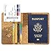 GDTK Leather Passport Holder Cover Case RFID Blocking Travel Wallet (Map Brown)